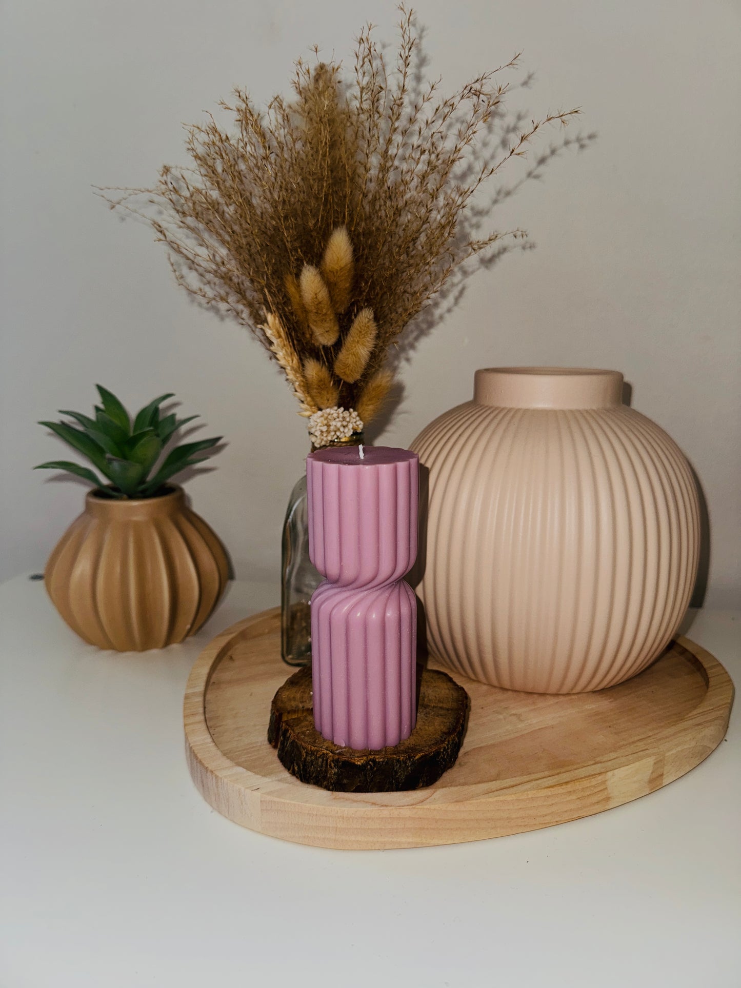 Bougie moulée " Spirale à rayure "