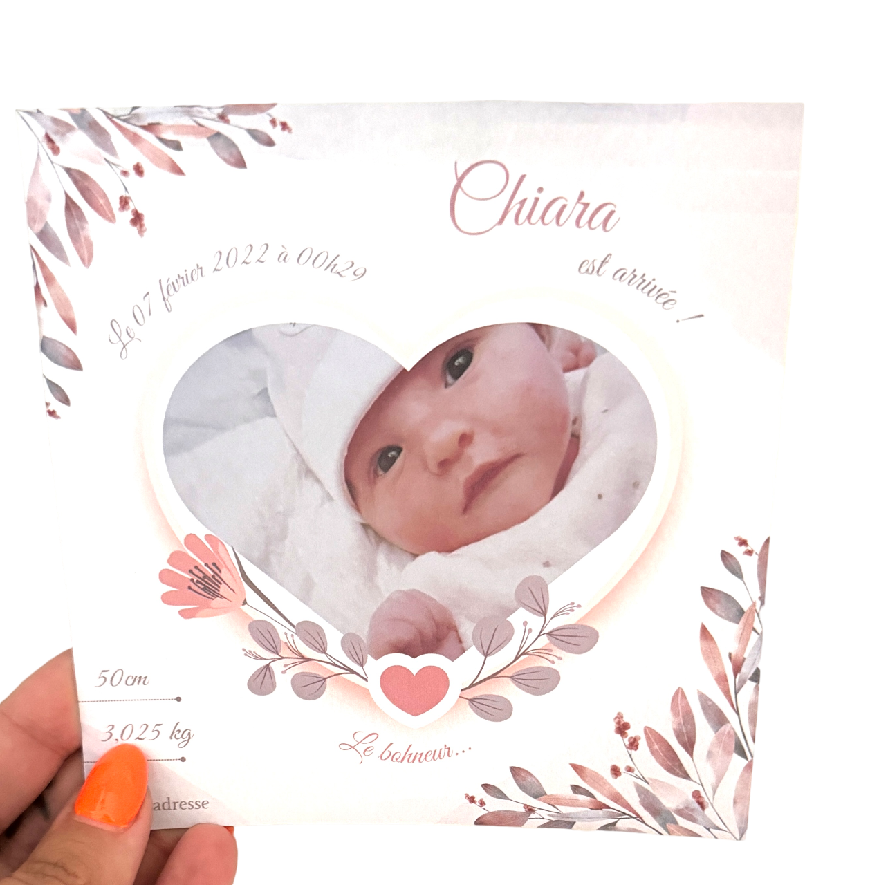 FAIRE-PART naissance "bienvenue petit coeur"