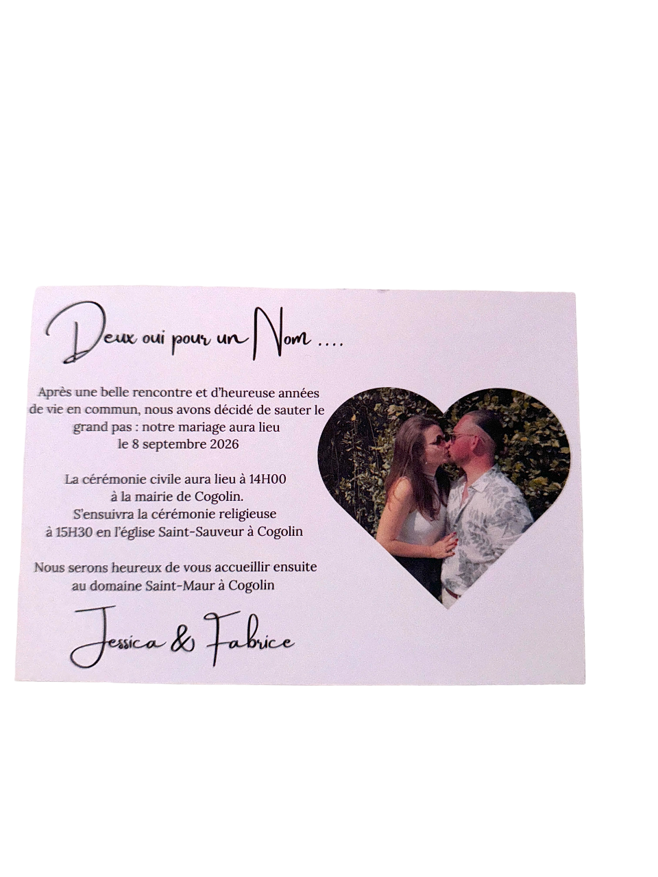 FAIRE-PART mariage "oui pour la vie"